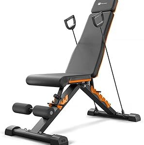 Flexnest Commercial Grade Adjustable And Foldable Gym Bench Incline,Decline & Flat 250 Kg Capacity Fitness Gym Bench with Resistance Ropes For Home Workout,Premium Leather Adjustable Multi-Purpose Machine - Black (Flexbench 2.0)